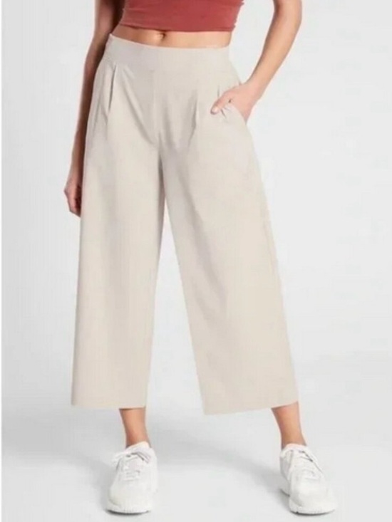 Athleta Pants - Athleta Brooklyn Wide Leg Crop Pant Color Stone Stretch Trouser plus size 12